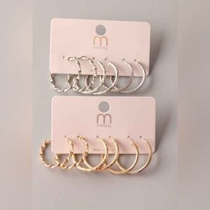 Gold or Silver Hoop Earrings Set (choose color)